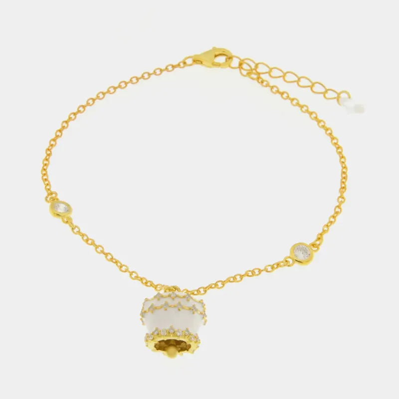 Bracciale in Argento 925 con campanella bianca