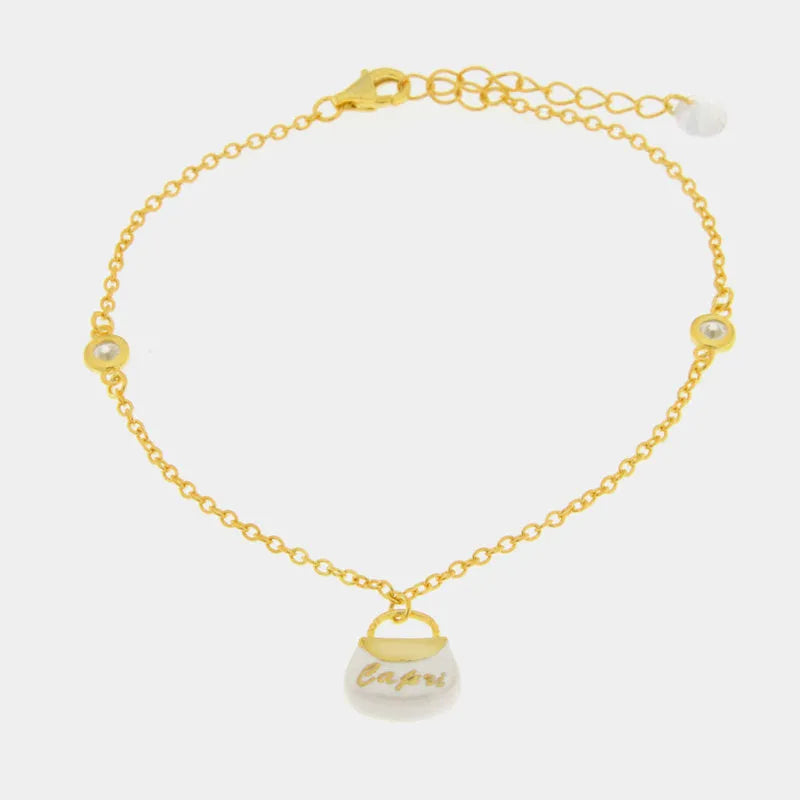 Bracciale in Argento 925 con borsetta bianca