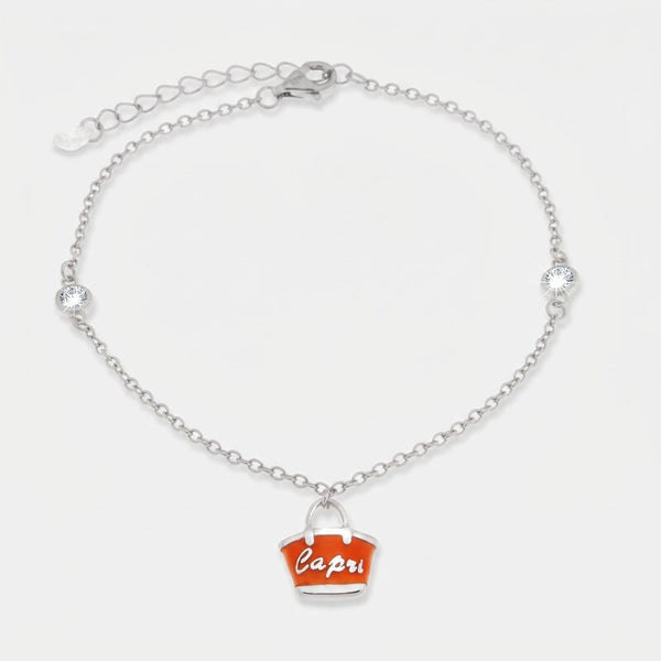 Bracciale in Argento 925 con borsetta rossa - BYSIMON gioielli