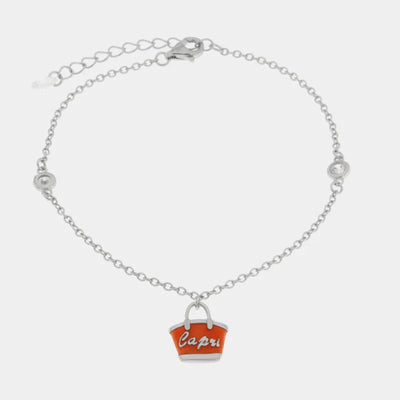 Bracciale in Argento 925 con borsetta rossa