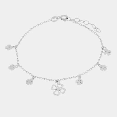 Bracciale in Argento 925 con ciondoli quadrifoglio - BYSIMON gioielli