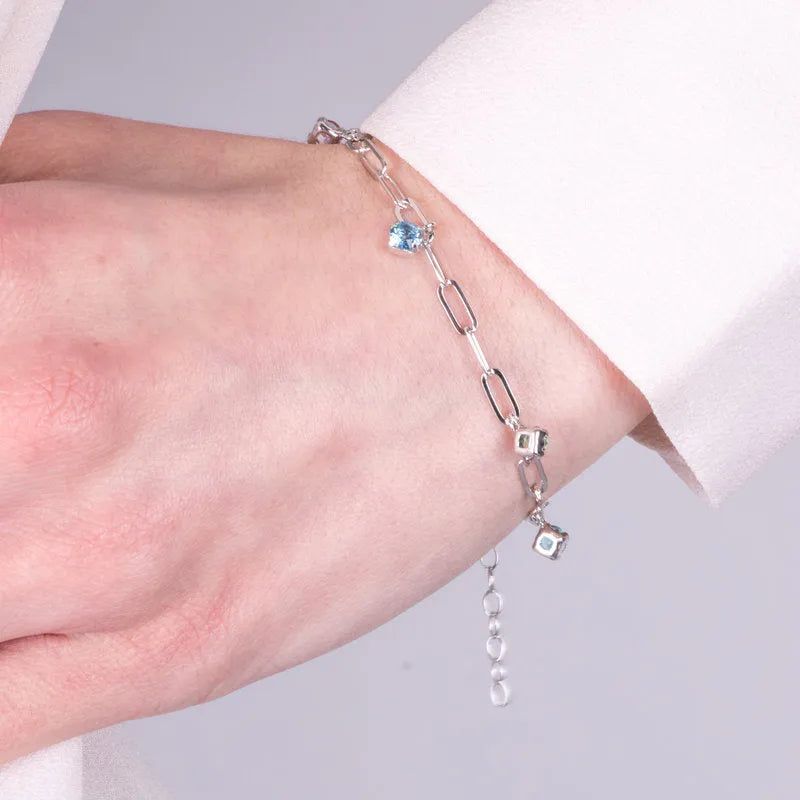 Bracciale in Argento 925 a catena con cristalli multicolor Collezione Armonia - BYSIMON gioielli