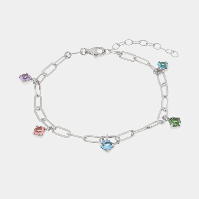 Bracciale in Argento 925 a catena con cristalli multicolor Collezione Armonia - BYSIMON gioielli