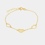 Bracciale in Argento 925 con tre cuori placcato oro
