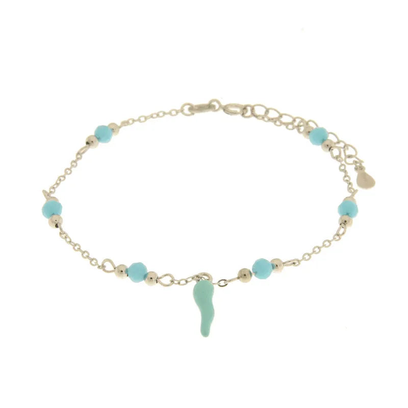 Bracciale in Argento 925 con corno azzurro