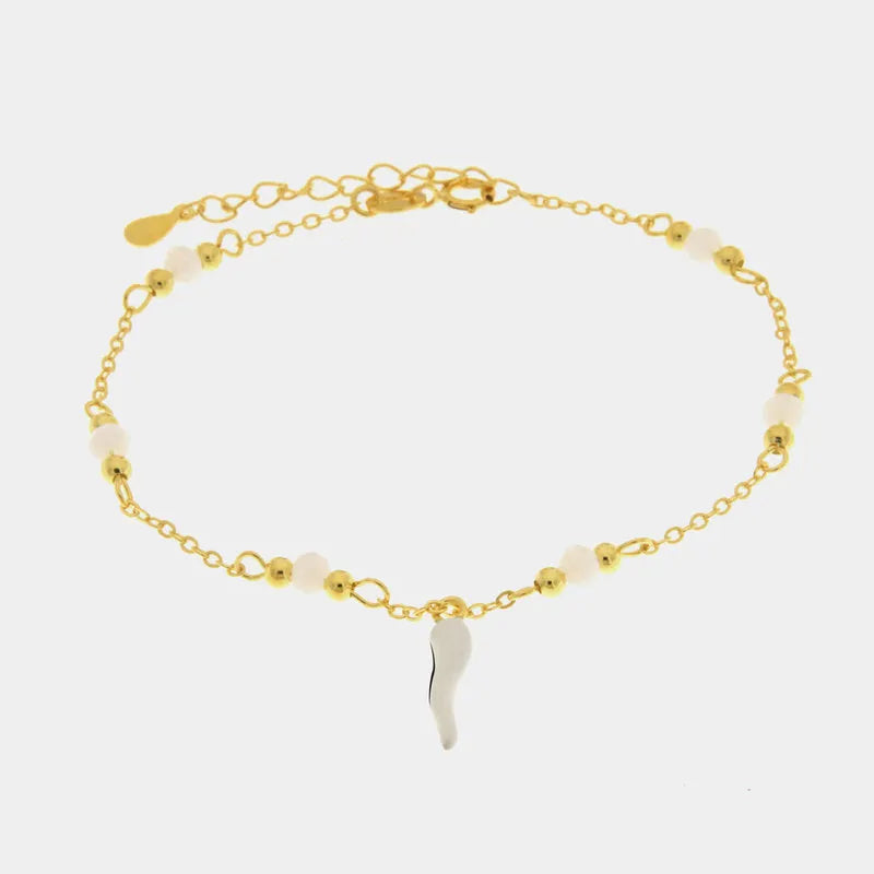 Bracciale in Argento 925 con corno bianco