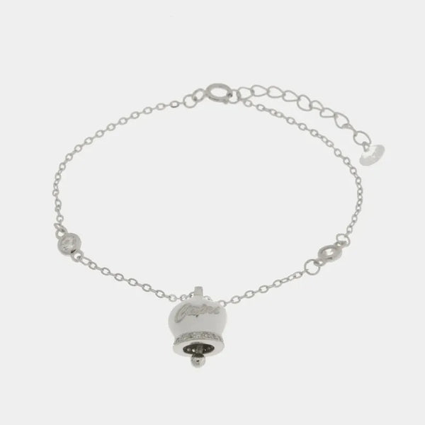 Bracciale in Argento 925 con campanella bianca Capri e zirconi