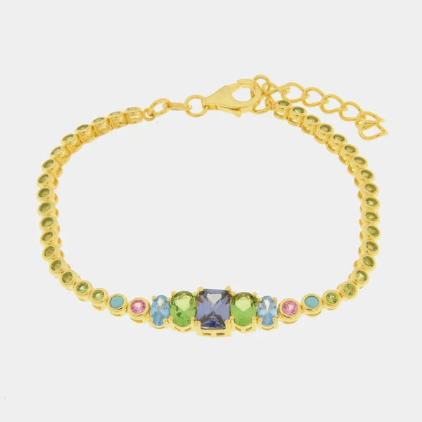 Bracciale in Argento 925 con cristalli multicolor - BYSIMON gioielli