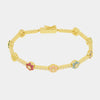 Bracciale in Argento 925 con fiori con cristalli multicolore e zirconi