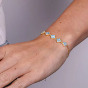Bracciale in Argento 925 con fiori azzurri acqua