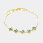 Bracciale in Argento 925 con fiori azzurri acqua