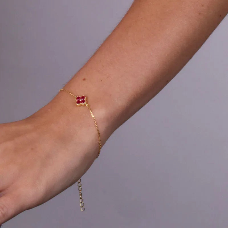 Bracciale in Argento 925 con fiore rosso BYSIMON - gioiello BySimon