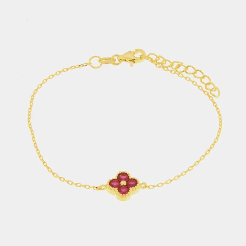 Bracciale in Argento 925 con fiore rosso BYSIMON - gioiello BySimon
