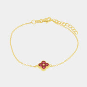 Bracciale in Argento 925 con fiore rosso