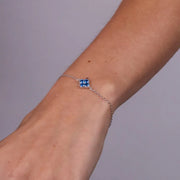 Bracciale in Argento 925 con fiore blu