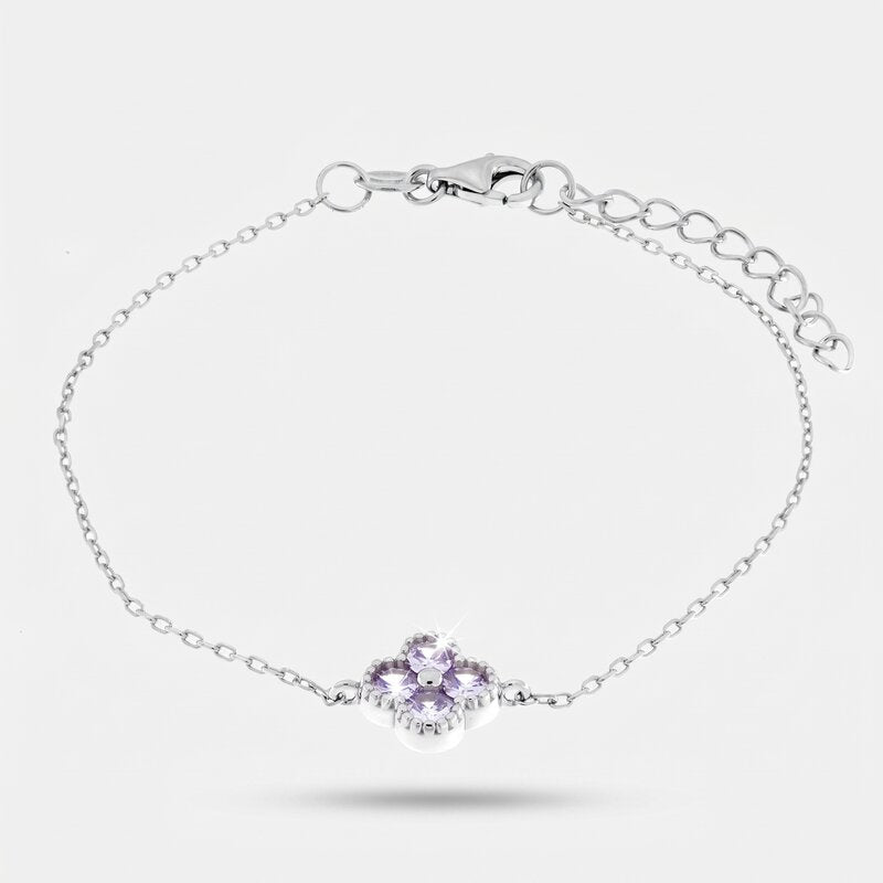 Bracciale in Argento 925 con fiore lilla - BYSIMON gioielli