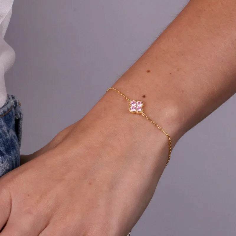 Bracciale in Argento 925 con fiore rosa BYSIMON - gioiello BySimon