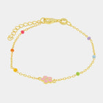 Bracciale in Argento 925 con fiore rosa - BYSIMON gioielli