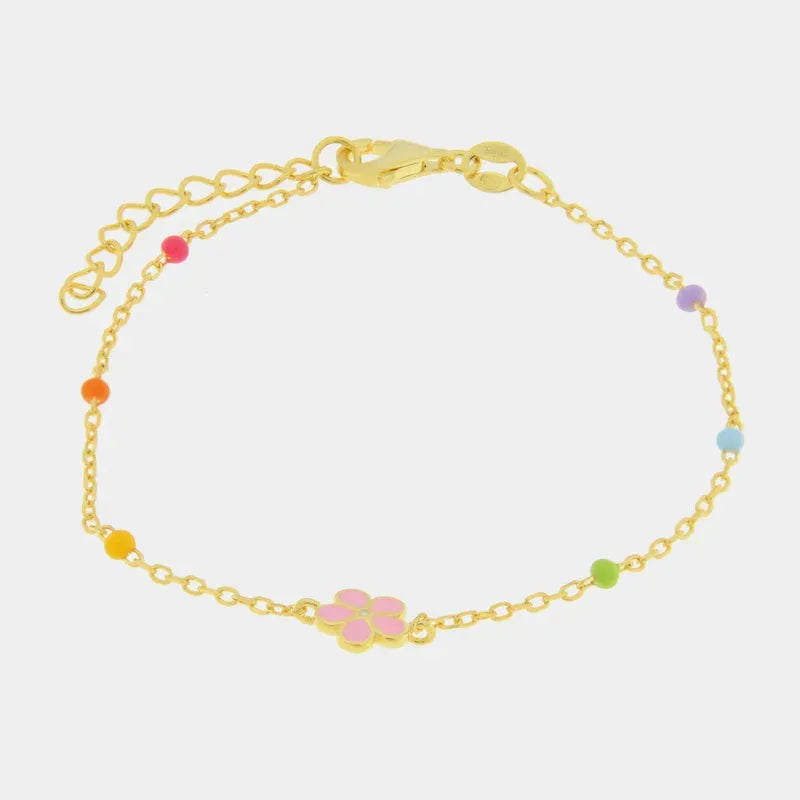Bracciale in Argento 925 con fiore rosa - BYSIMON gioielli