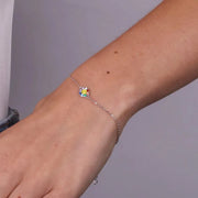 Bracciale in Argento 925 con fiore smaltato multicolor