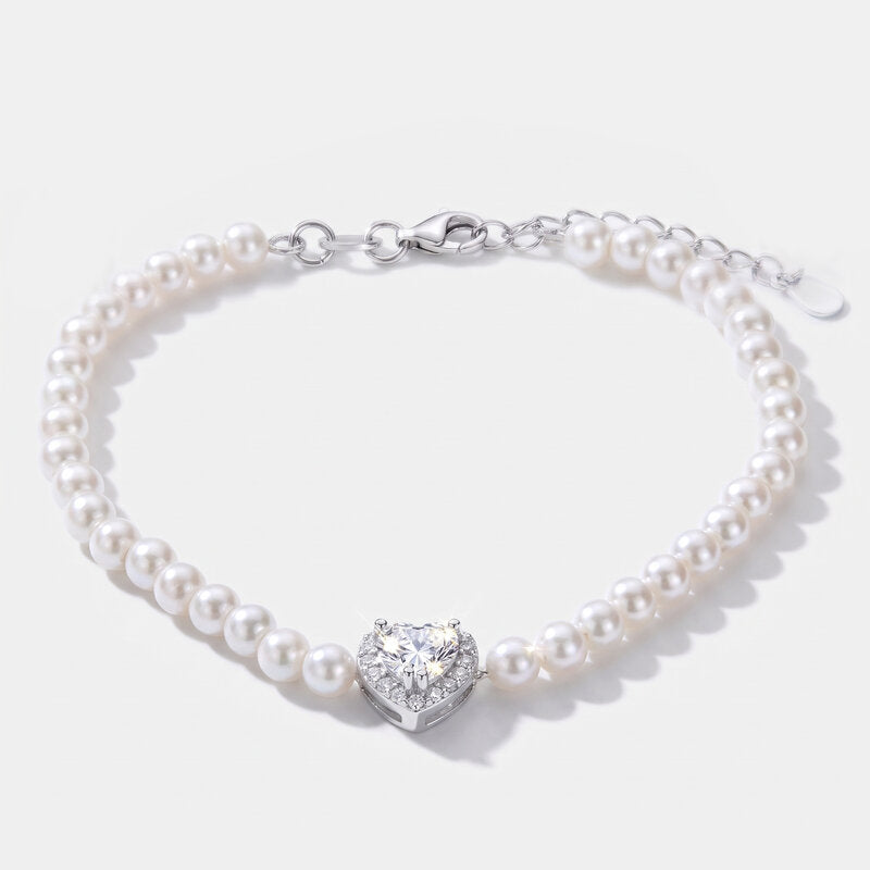 Bracciale in Argento 925 con perline e cuore - BYSIMON gioielli