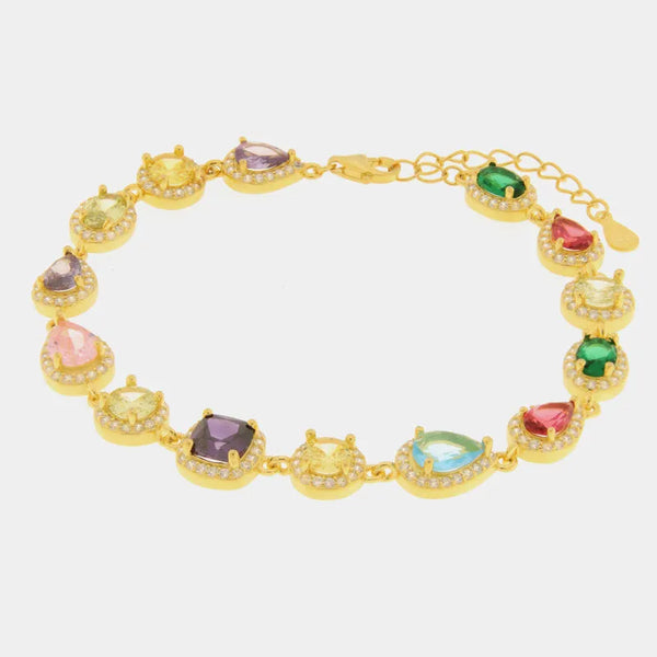 Bracciale in Argento 925 tennis con zirconi multicolor - BYSIMON gioielli