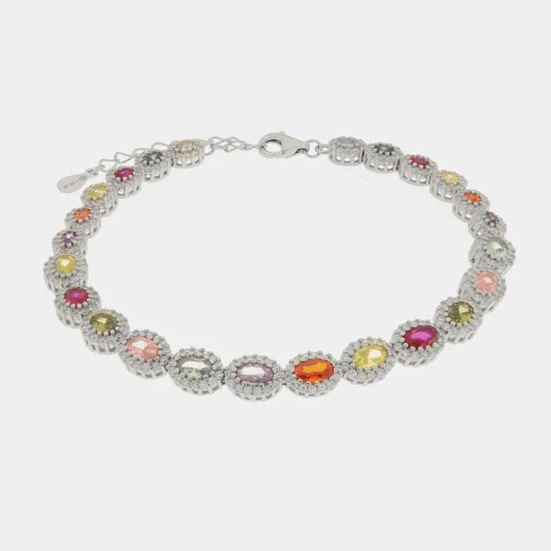 Bracciale in Argento 925 tennis con zirconi multicolor