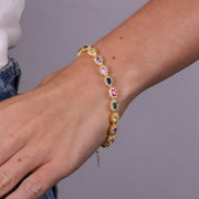 Bracciale in Argento 925 tennis con zirconi multicolor