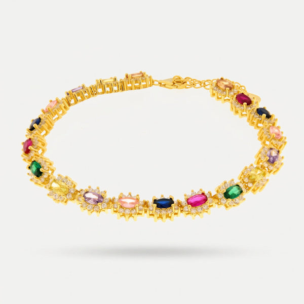 Bracciale in Argento 925 tennis con zirconi multicolor - BYSIMON gioielli