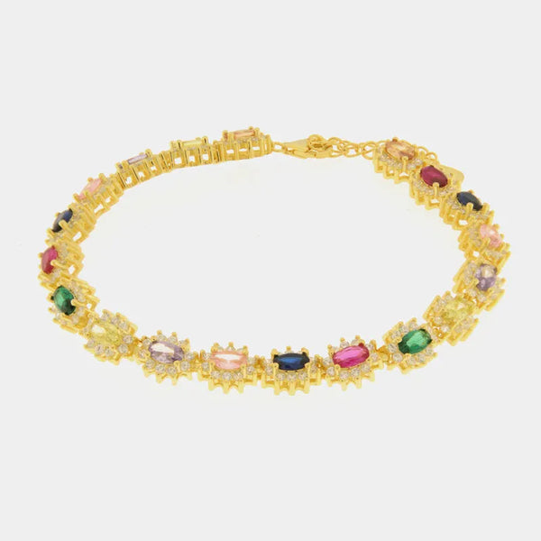 Bracciale in Argento 925 tennis con zirconi multicolor - BYSIMON gioielli
