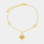Bracciale in Argento 925 con campanella bianca pendente e zirconi
