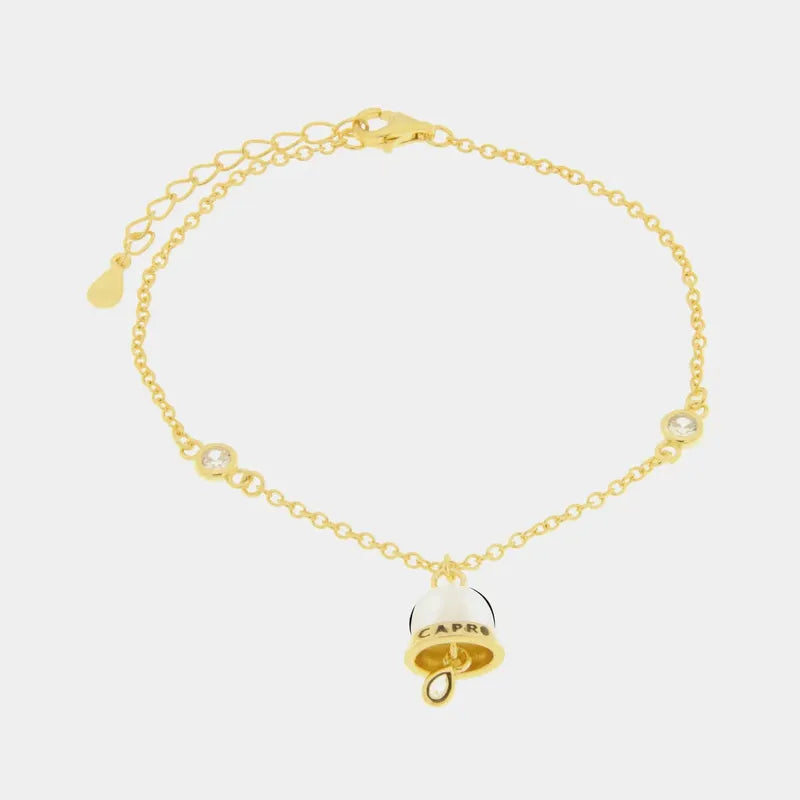 Bracciale in Argento 925 con campanella bianca con scritta Capri