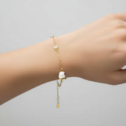 Bracciale in Argento 925 con campanella bianca con scritta Capri