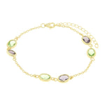 Bracciale in Argento 925 con coppia di cristallo verde e viola