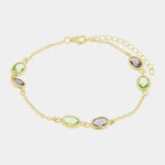 Bracciale in Argento 925 con coppia di cristallo verde e viola