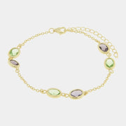 Bracciale in Argento 925 con coppia di cristallo verde e viola
