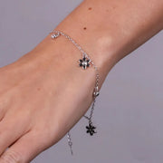 Bracciale in Argento 925 con fiori e puntoluce