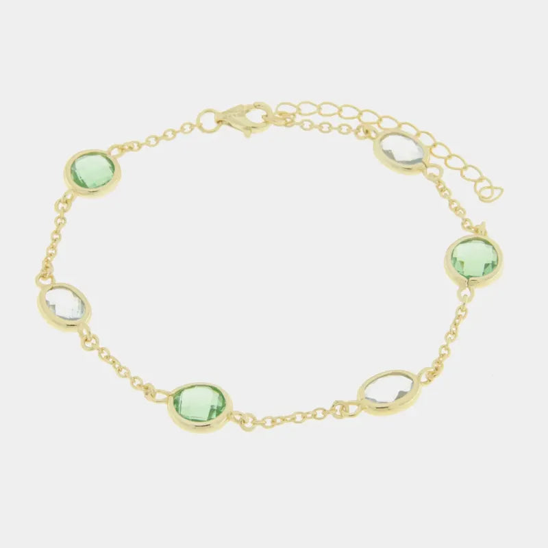 Bracciale in Argento 925 con cristalli trasparenti e verdi
