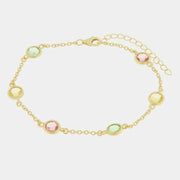 Bracciale in Argento 925 con cristalli gialli , rosa e verdi