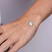 Bracciale in Argento 925 con fiore azzurro e zirconi