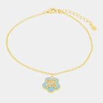 Bracciale in Argento 925 con fiore azzurro e zirconi