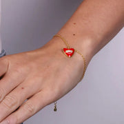 Bracciale in Argento 925 con cuore pendente rosso