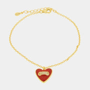 Bracciale in Argento 925 con cuore pendente rosso