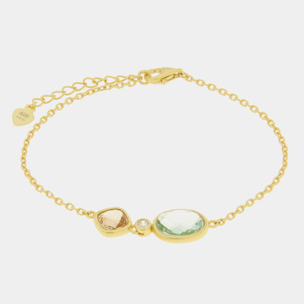 Bracciale in Argento 925 con zirconi verde rosa e punto luce SIMEONE - gioiello BySimon