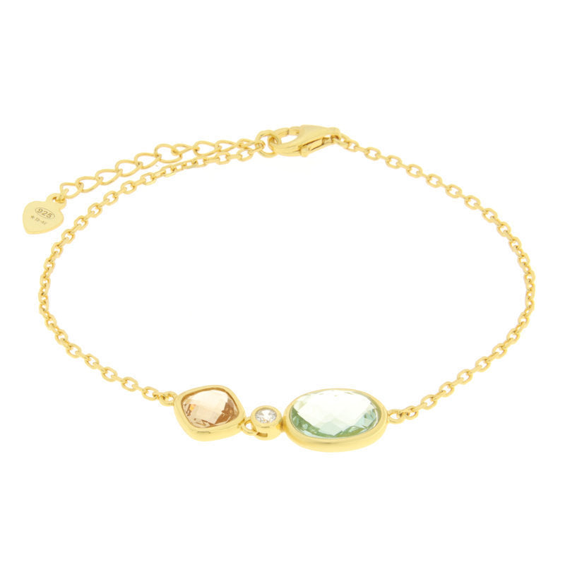 Bracciale in Argento 925 con zirconi verde rosa e punto luce SIMEONE - gioiello BySimon