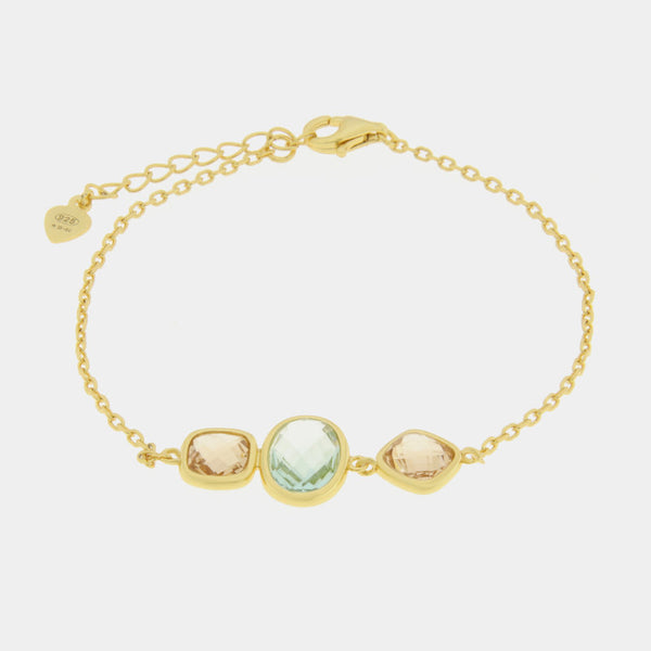 Bracciale in Argento 925 con zircone ovale verde SIMEONE - gioiello BySimon