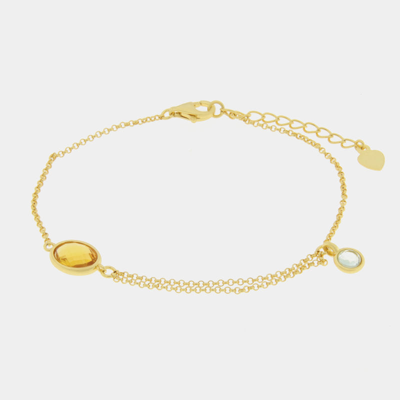 Bracciale in Argento 925 doppio filo con zircone SIMEONE - gioiello BySimon