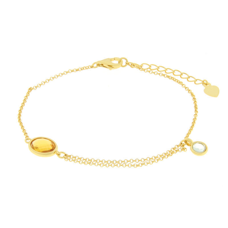 Bracciale in Argento 925 doppio filo con zircone SIMEONE - gioiello BySimon