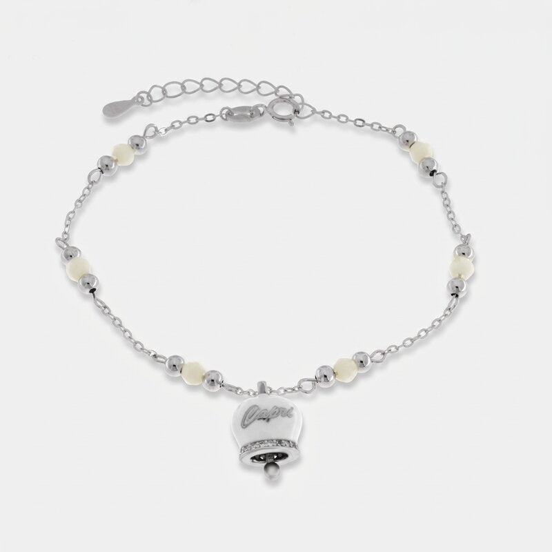 Bracciale in Argento 925 con campanella bianca Capri