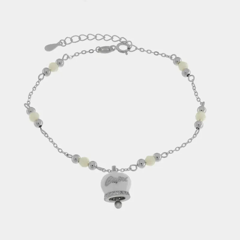 Bracciale in Argento 925 con campanella bianca Capri